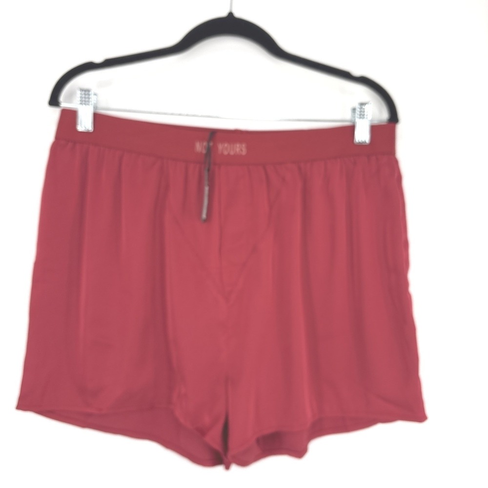 Red Flowy Lounge Shorts Womens XL Silky Coquette Y2K Pajama Boxers Sassy Message